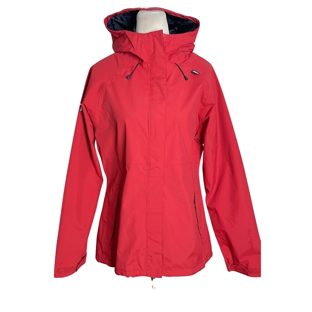 Helly Hansen Jacket Red Helly Tech Performance Hooded Windbreaker Women Large